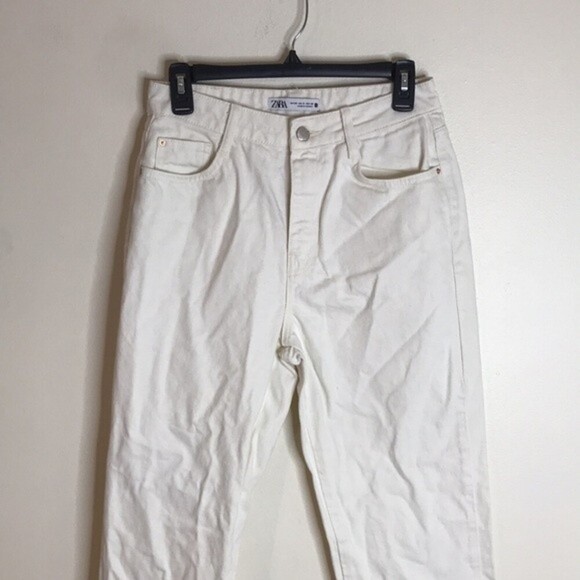 Zara ladies high rise mom jeans with fringe ankles size 6 - Picture 2 of 11